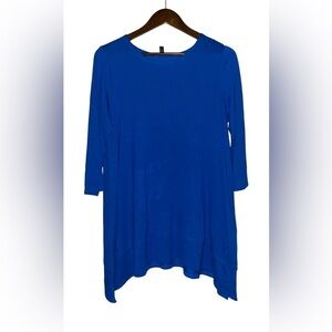 Eileen Fisher Asymmetrical Hem Tunic Top Women M Office Work Lagenlook Sharkbite
